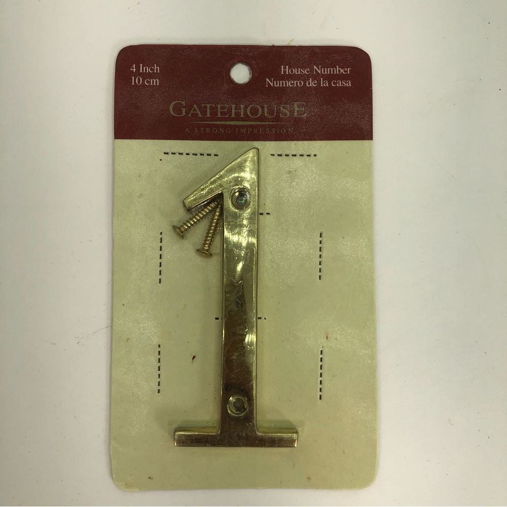 4” GATEHOUSE POLISHED BRASS HOUSE NUMBET 1